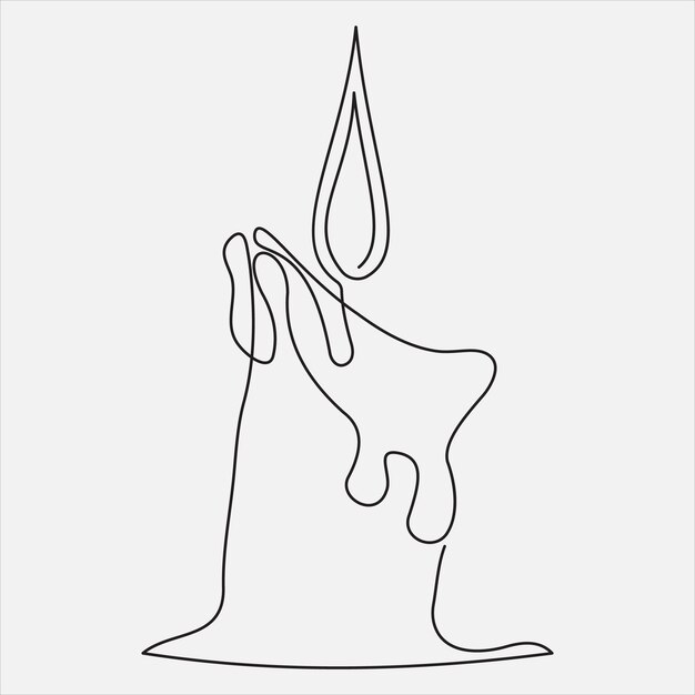 Ilustración vectorial de dibujo de línea continua a mano arte de velas