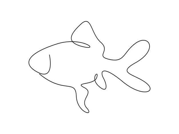 Ilustración vectorial de dibujo de una línea continua de peces dorados