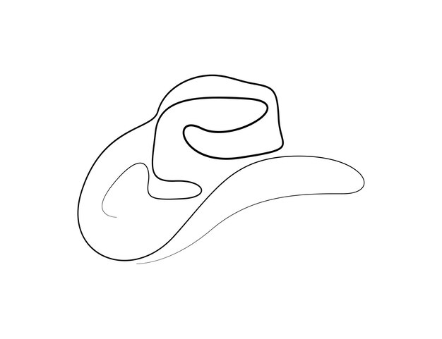 Ilustración vectorial de dibujo de una línea continua de sombrero de vaquero