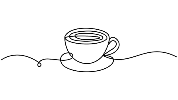 Ilustración vectorial de dibujo en línea continua de taza de café minimalista