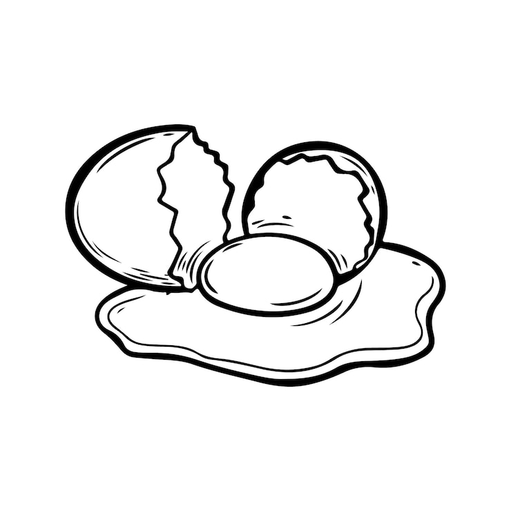Vector ilustración vectorial del dibujo de la línea del huevo agrietado