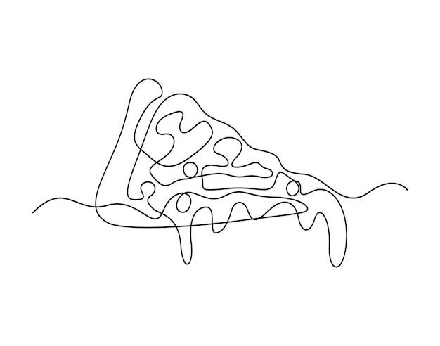 Ilustración vectorial de dibujo de línea única continua de pizza