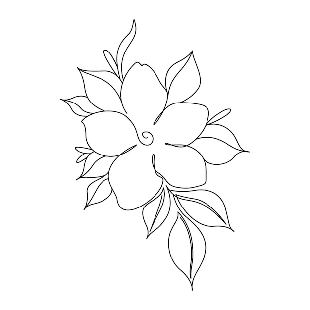 Vector ilustración vectorial de dibujo de líneas continuas de flores dibujadas a mano