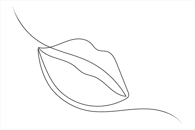 Ilustración vectorial de dibujo de líneas continuas con icono de labios de una línea minimalista
