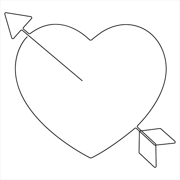 Ilustración vectorial de dibujo de líneas continuas en línea de flecha de corazón de amor
