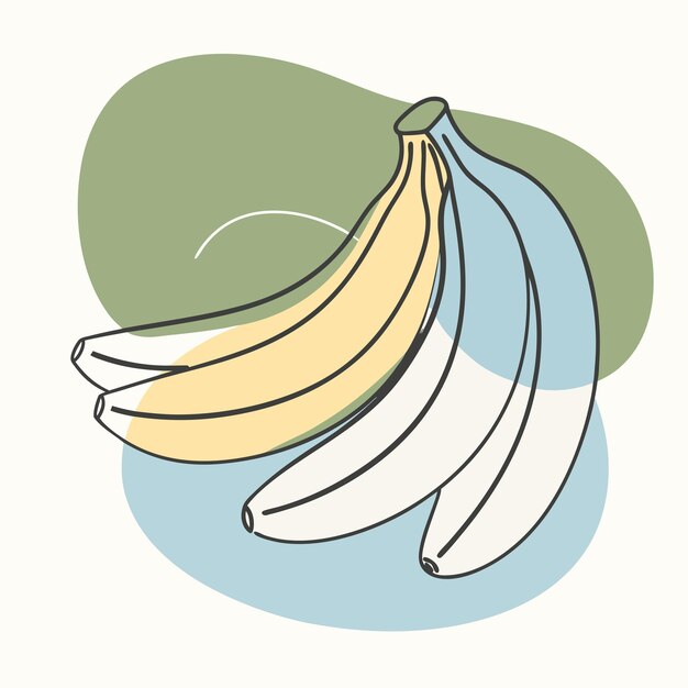 Ilustración vectorial de dibujo de líneas continuas de plátanos 4