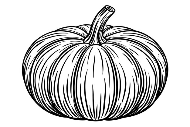 Ilustración vectorial de dibujo a mano de calabaza aislada en fondo blanco