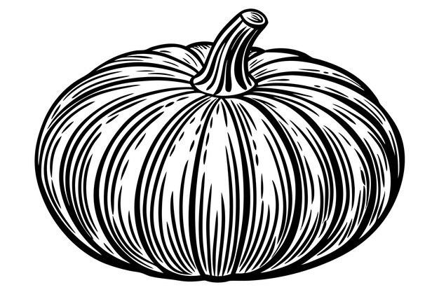 Ilustración vectorial de dibujo a mano de calabaza aislada en fondo blanco