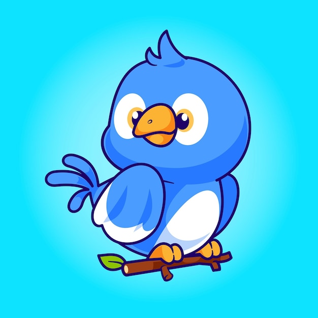 Ilustración vectorial de dibujo a mano de la mascota del pájaro lindo de dibujos animados