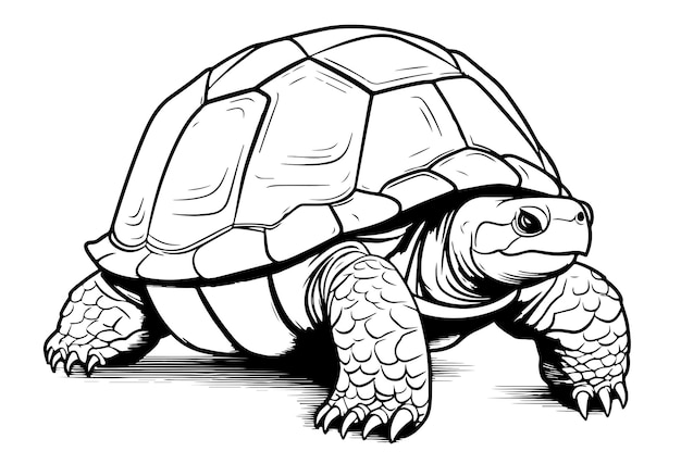 Ilustración vectorial de dibujo a mano de la tortuga del desierto aislada sobre un fondo blanco