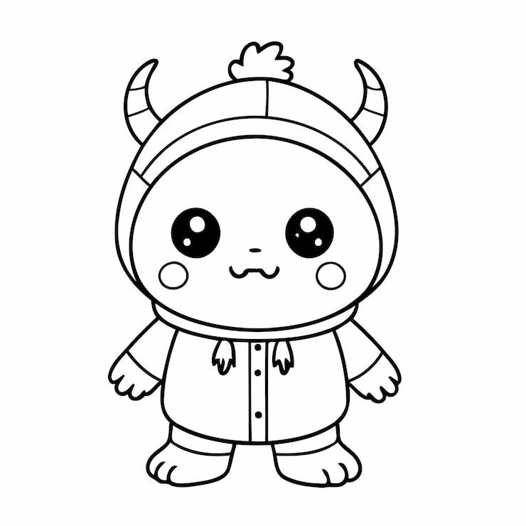 Vector ilustración vectorial de un dibujo de monstruo lindo para niños pequeños actividad de colorear