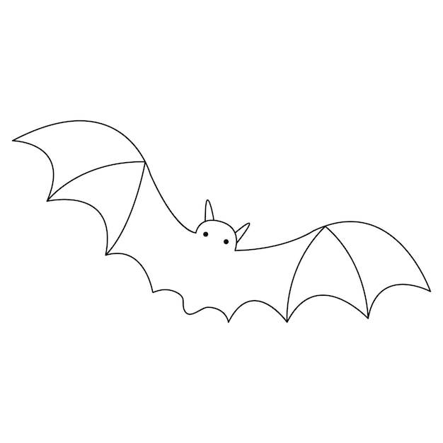 Ilustración vectorial de dibujo de murciélago lindo de una sola línea continua