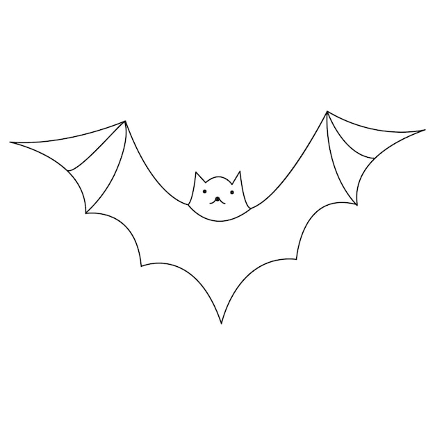 Ilustración vectorial de dibujo de murciélago lindo de una sola línea continua