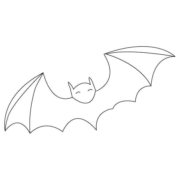 Ilustración vectorial de dibujo de murciélago lindo de una sola línea continua