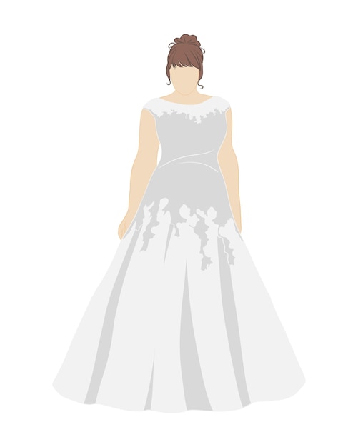 Ilustración vectorial dibujo de la novia en vestido blanco