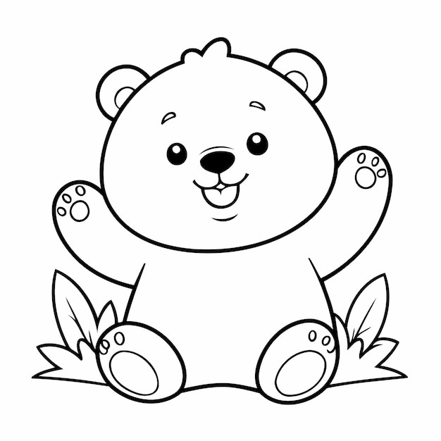 Vector ilustración vectorial de un dibujo de oso lindo para niños página de colorear