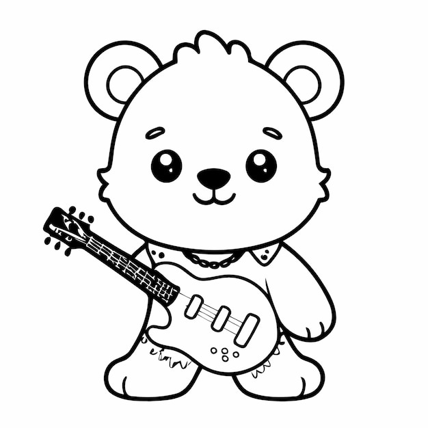 Ilustración vectorial de un dibujo de oso lindo para niños pequeños actividad de colorear