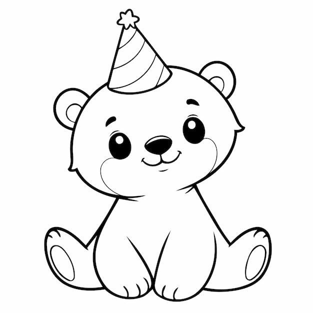 Ilustración vectorial de un dibujo de un oso lindo para página de colorear