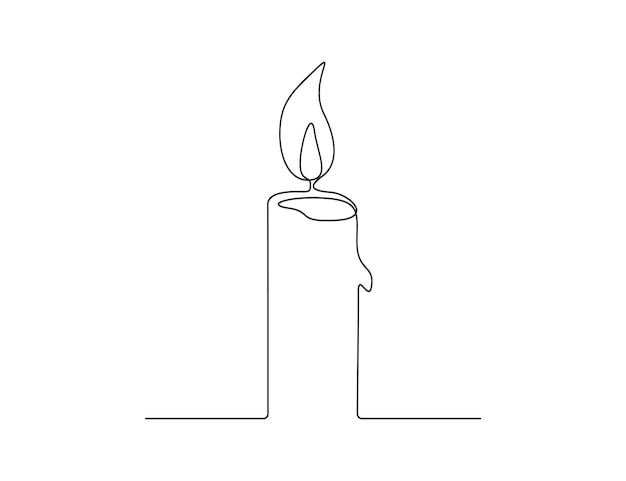 Ilustración vectorial de dibujo de una vela en llamas continua de una línea pro vector