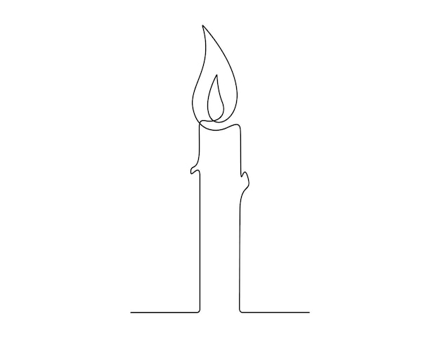 Ilustración vectorial de dibujo de una vela en llamas continua de una línea pro vector