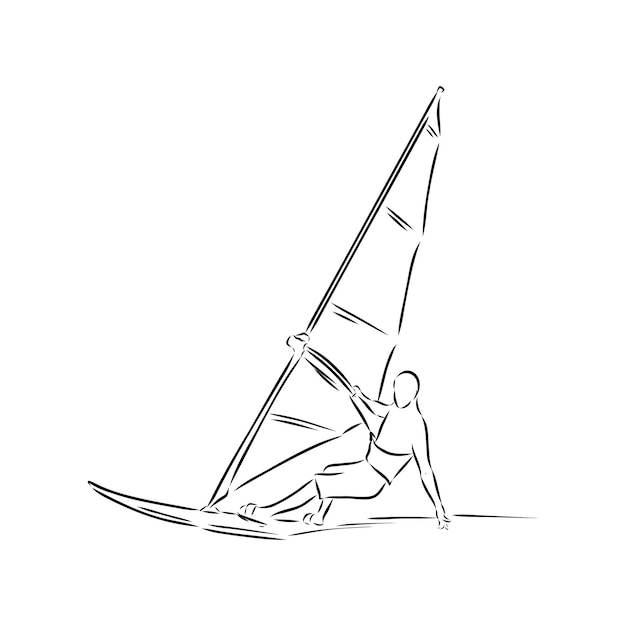 Ilustración vectorial de dibujo de windsurf