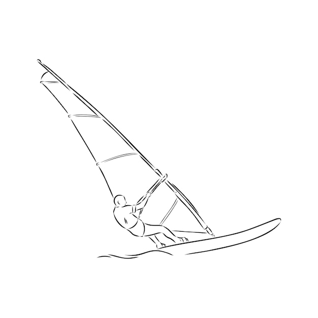 Vector ilustración vectorial de dibujo de windsurf