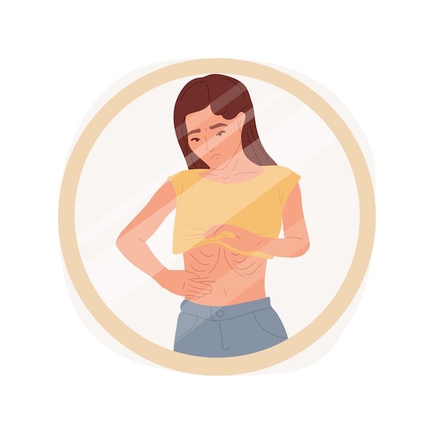Ilustración vectorial de dibujos animados aislados de anorexia