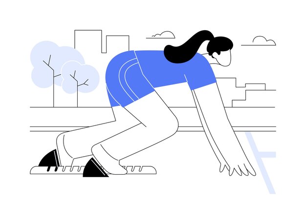 Ilustración vectorial de dibujos animados aislados de atletismo joven estudiante universitaria haciendo atletismo