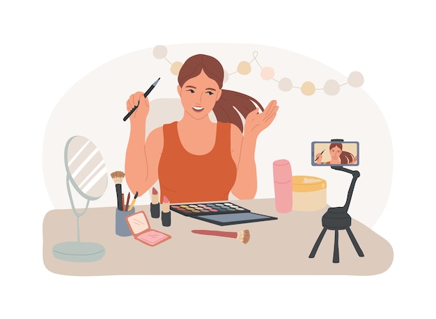 Ilustración vectorial de dibujos animados aislados de belleza y maquillaje