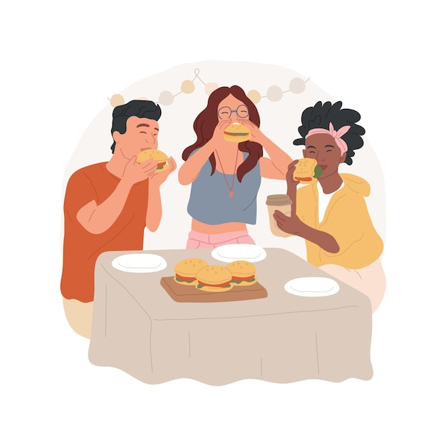 Ilustración vectorial de dibujos animados aislados de Burger Place