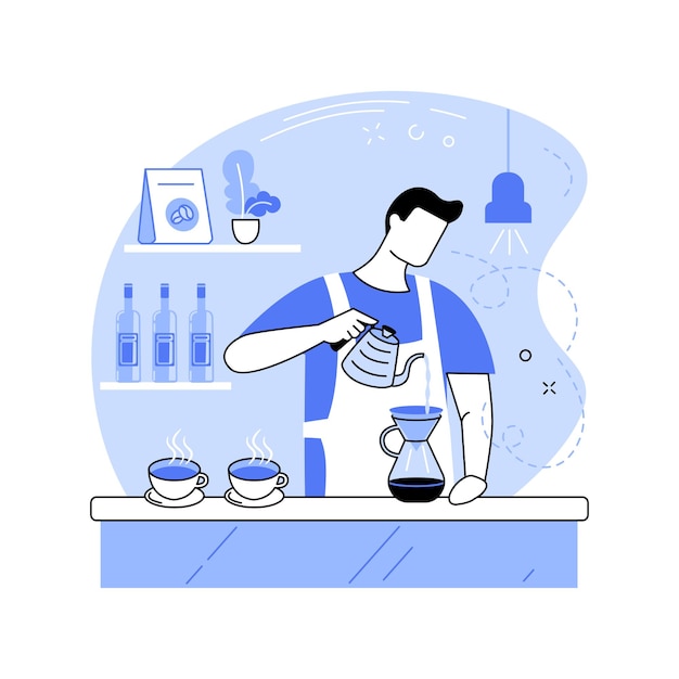 Ilustración vectorial de dibujos animados aislados de café de vertido