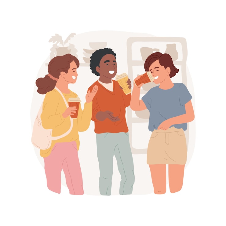 Vector ilustración vectorial de dibujos animados aislados de la cafetería