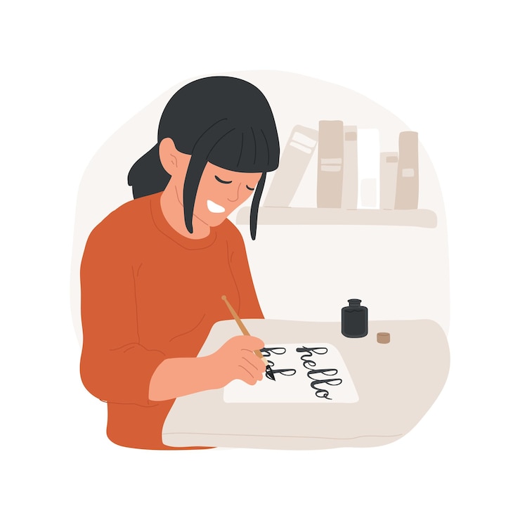 Vector ilustración vectorial de dibujos animados aislados de caligrafía