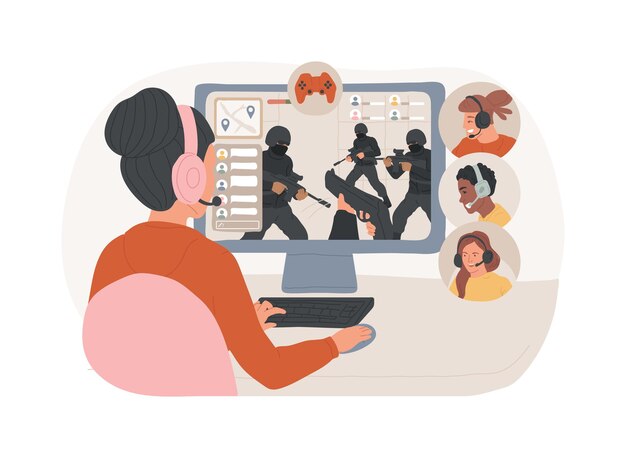 Ilustración vectorial de dibujos animados aislados de juego colaborativo