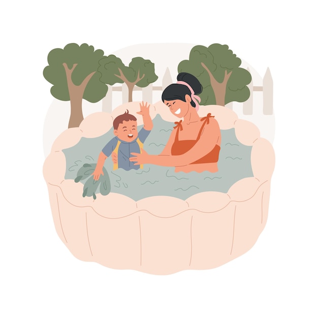 Ilustración vectorial de dibujos animados aislados de la piscina inflable