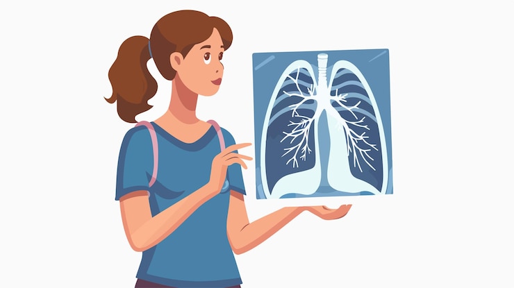 Vector ilustración vectorial de dibujos animados alegre de una mujer sosteniendo un letrero