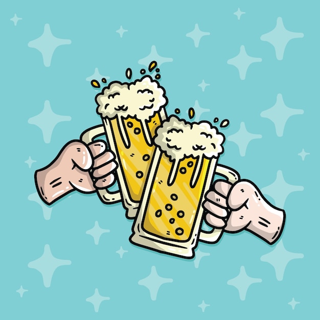 Vector ilustración vectorial de dibujos animados de alegrías de cerveza