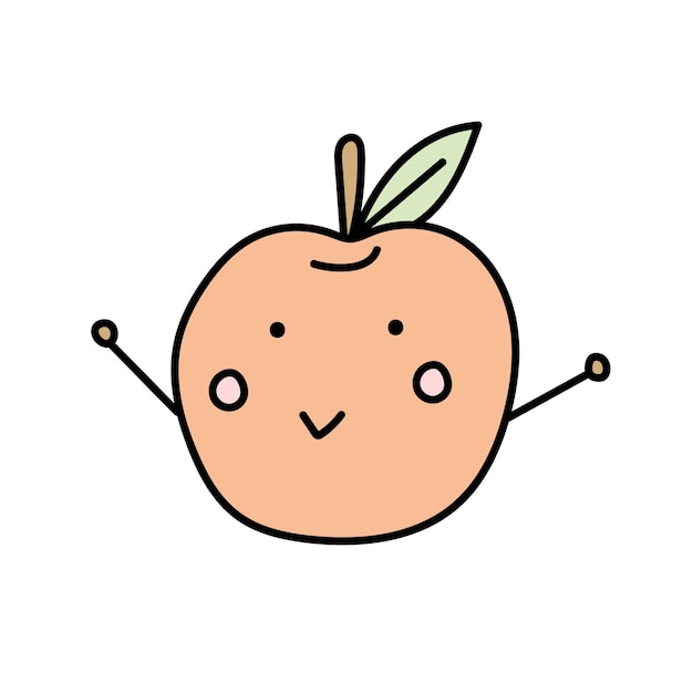 Ilustración vectorial de dibujos animados de Apple en estilo doodle