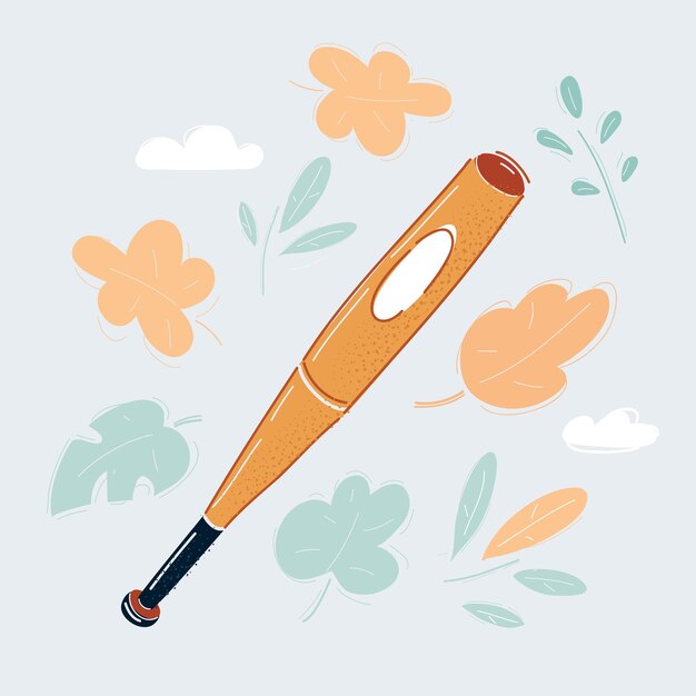 Ilustración vectorial de dibujos animados de un bate de béisbol