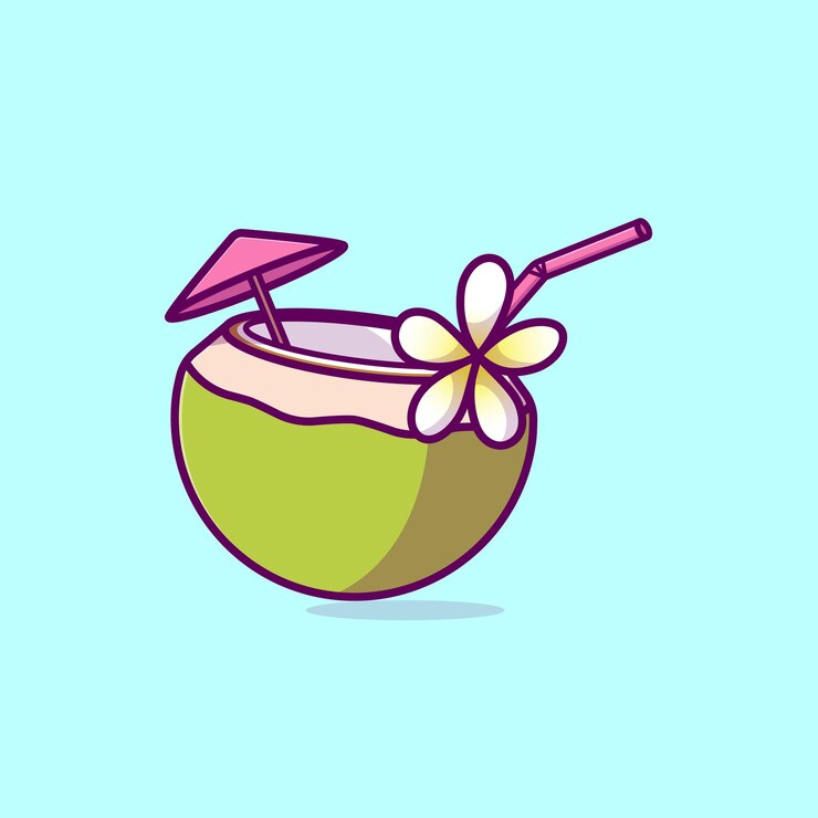 Vector ilustración vectorial de dibujos animados de bebidas de coco simple colección de bebidas icono de concepto aislado