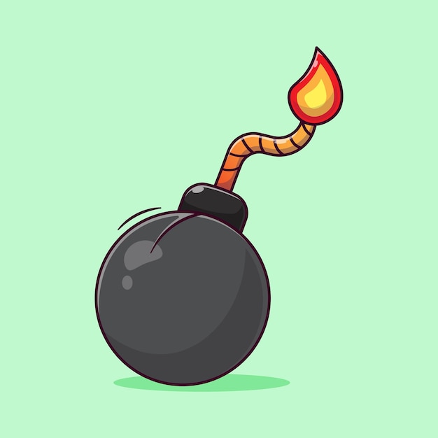 Ilustración vectorial de dibujos animados de bombas dibujadas icona símbolo de mascota aislado con diseño conceptual de estilo plano