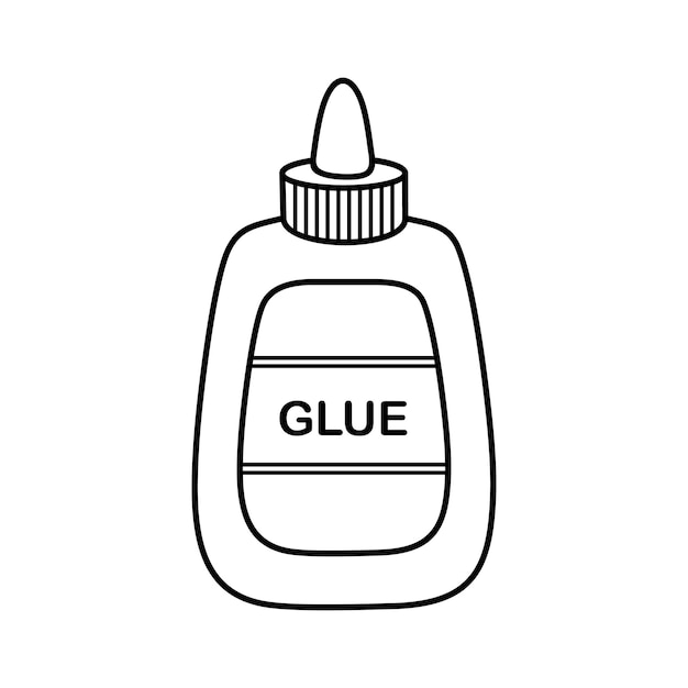 Ilustración vectorial de dibujos animados de botellas de pegamento Dibujo de dibuyos animados del tipo botella de pegamento Diseño adhesivo lúdico