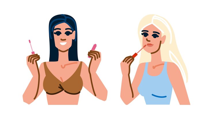 Vector ilustración vectorial de dibujos animados con brillo de labios