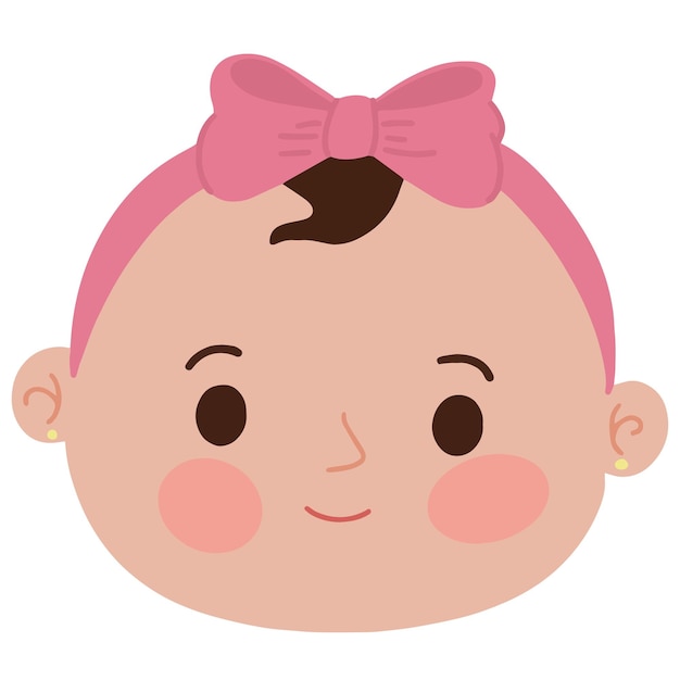 Ilustración vectorial de dibujos animados de la cabeza de una niña pequeña y linda