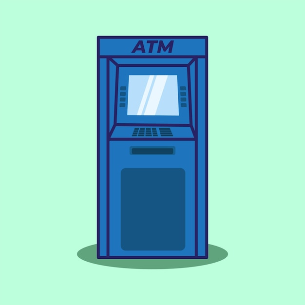 Ilustración vectorial de dibujos animados de cajeros automáticos Ilustración vectoria de cajeros ATM y