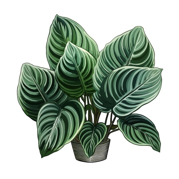 Vector ilustración vectorial de dibujos animados de calathea orbifolia dibujada a mano