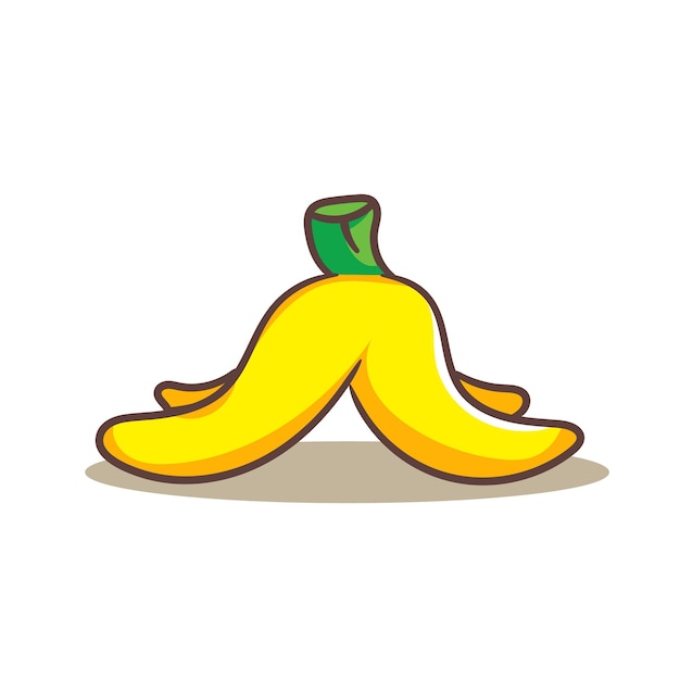 Ilustración vectorial de dibujos animados de cáscara de plátano en el suelo Diseño conceptual de frutas y alimentos Estilo plano aislado