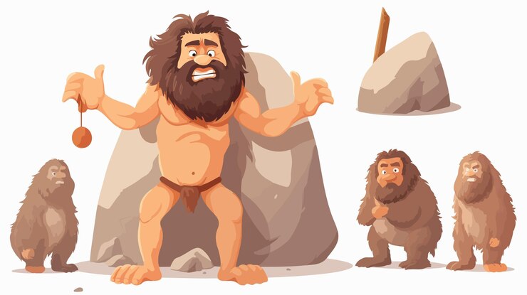 Vector ilustración vectorial de dibujos animados de caveman para diseñadores gráficos