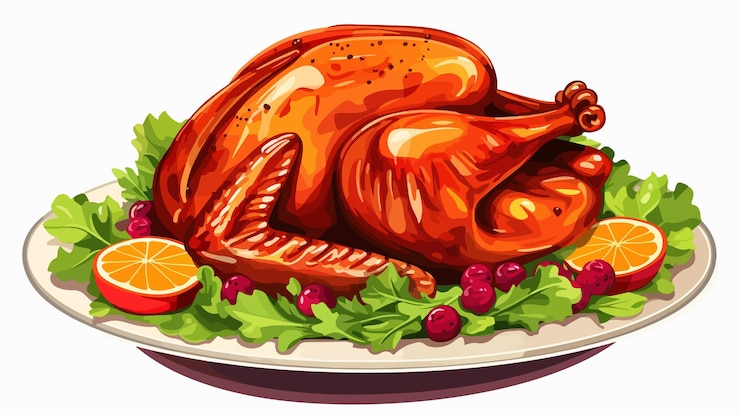 Vector ilustración vectorial de dibujos animados de la cena de pavo