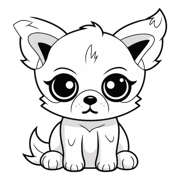 Ilustración vectorial de dibujos animados de Chihuahua en blanco y negro